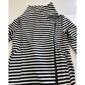 Adora striped asymmetrical zipper poly spandex Top Long Sleeve Turtle Neck S